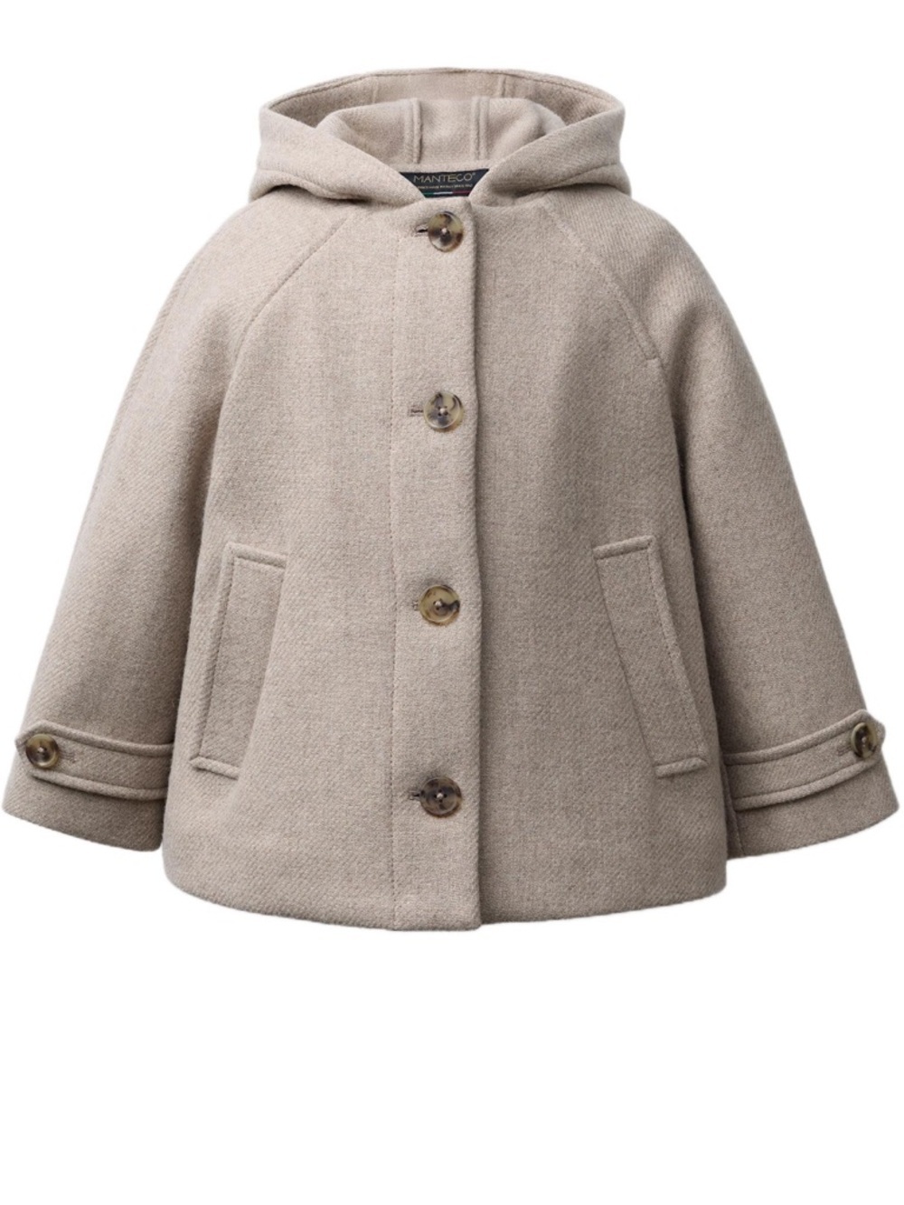 Kids Hooded Wool-Blend Coat in Light Taupe SIZE 3 NWT